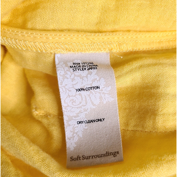 SOFT SURROUNDINGS Santorini Gauze Pullover Tunic Top Butter Yellow Small Cotton - Picture 8 of 10